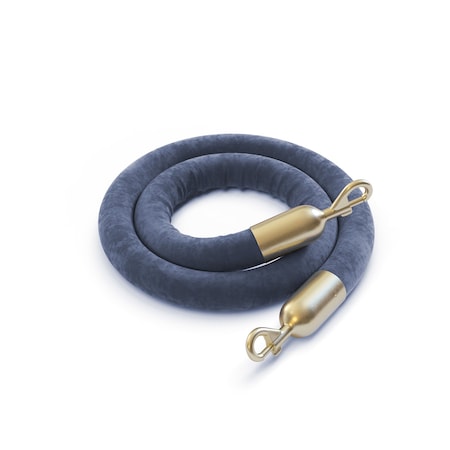 Montour Line Velvet Rope Grey With Satin Brass Snap Ends 10ft.Cotton Core PVR150-100-GY-SE-SB
